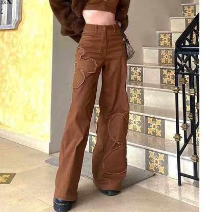 Baggy Jeans 90s Brown Women Vintage Streetwear