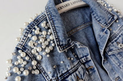 with Detailing New Autumn Women's Jacket Pearl - Denim Collection