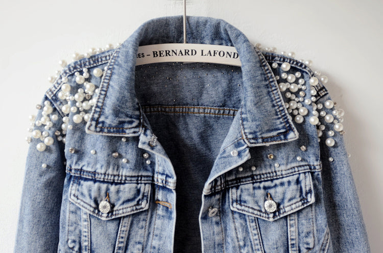 with Detailing New Autumn Women's Jacket Pearl - Denim Collection