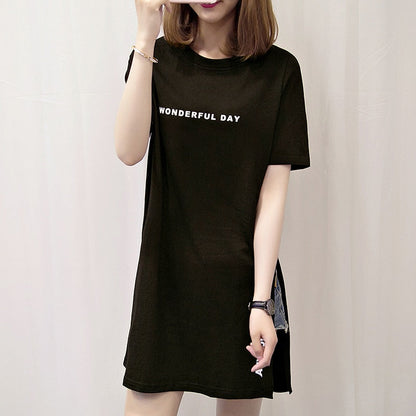 Women for Day Long Size Wonderful Loose T-Shirt Design Femme - Plus Slit Warm-Season Top