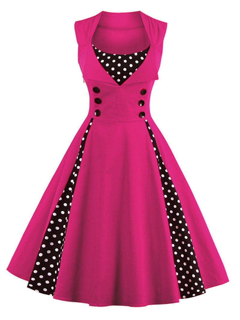 Vintage Dot Retro - Women's Warm-Season Pin Swing Casual Tunic Party Rockabilly Vestidos Up Gown S-4XL