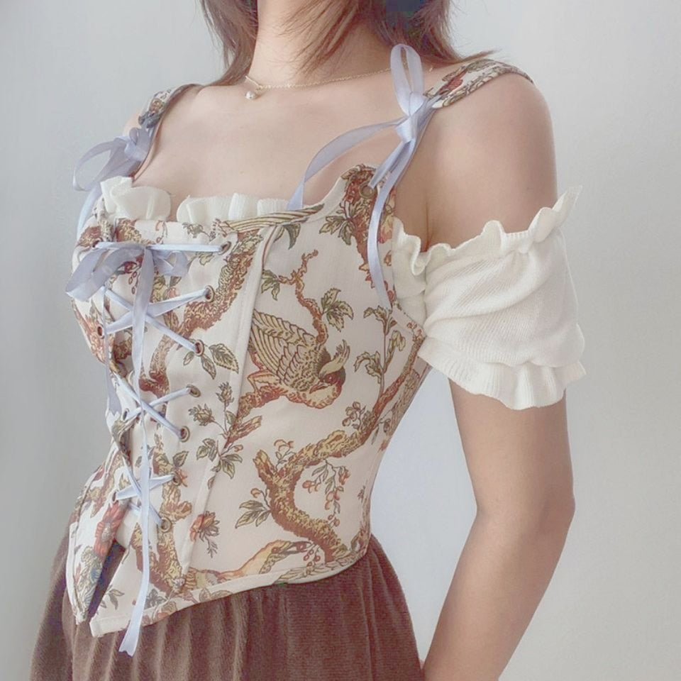 Blouse High Flowered Street Halter Vintage Top Design Women Designer for - Party Corset - Clubwear