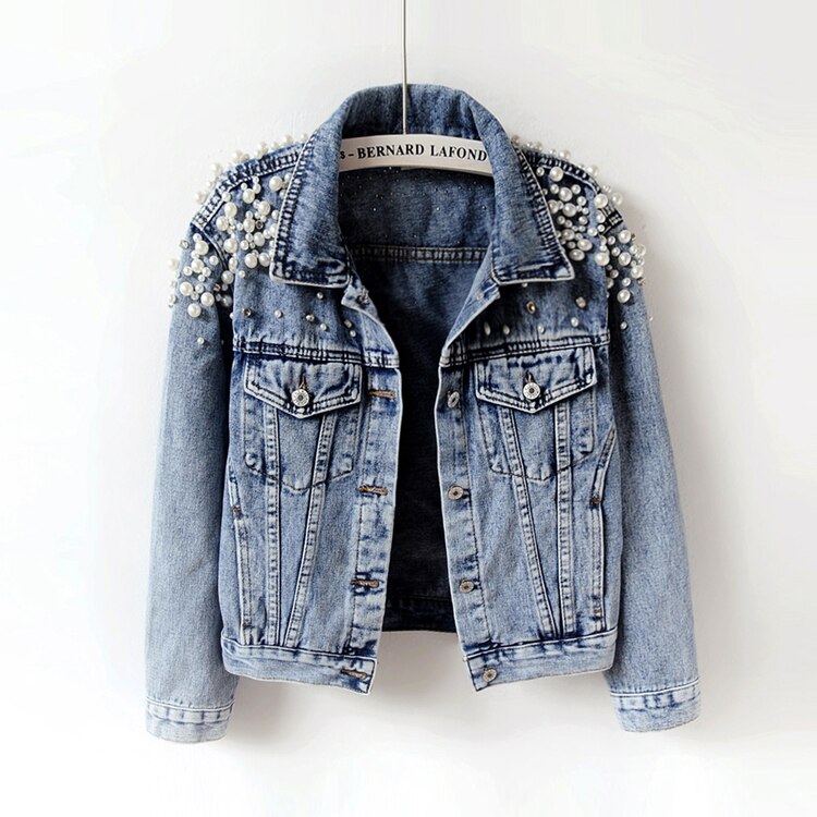 with Detailing New Autumn Women's Jacket Pearl - Denim Collection