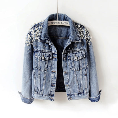 with Detailing New Autumn Women's Jacket Pearl - Denim Collection