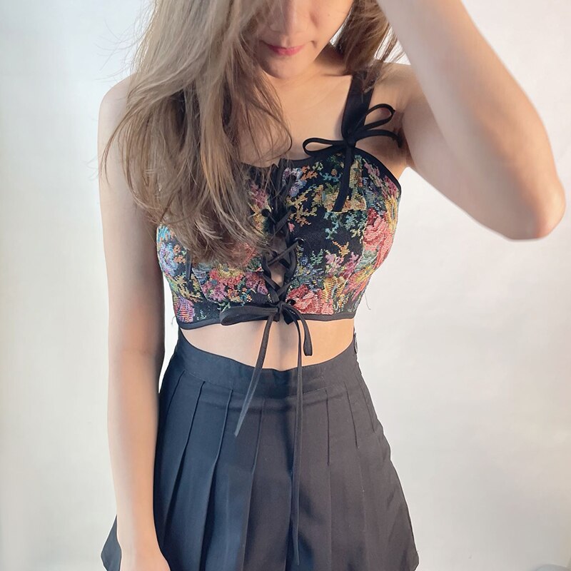 Blouse High Flowered Street Halter Vintage Top Design Women Designer for - Party Corset - Clubwear