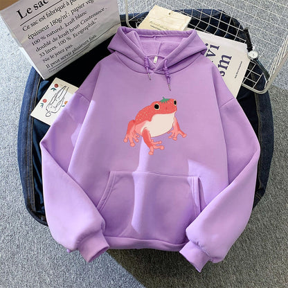 Arm Women Long Frog Pocket for Sweatshirt Harajuku Kawaii Oversized Clothes Pink Hooded Hoodie Girls Hoodies Sweatshirts