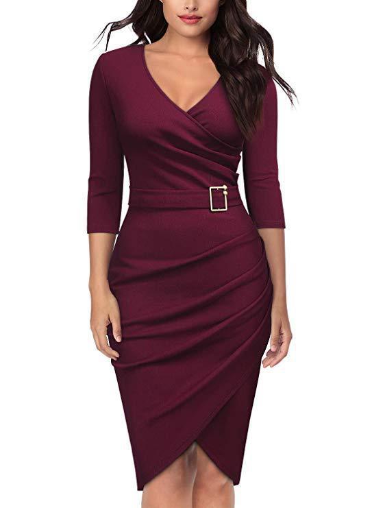 Women's Knee Party Length V-Neck Elegant Dress