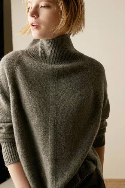 Turtleneck Wool Side Sweater with Split