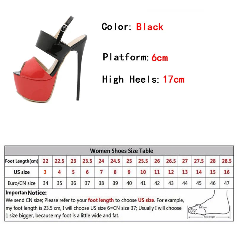 2024 Summer Style Sexy 17cm Women Sandals High Heels Open Toe Buckles Nightclub Party Shoes Black Size 35-42