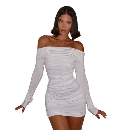 Helena  Off-shoulder Long Sleeve Sexy Mini Dress