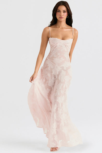 Blush of Elegance Charming Lace Maxi Dress