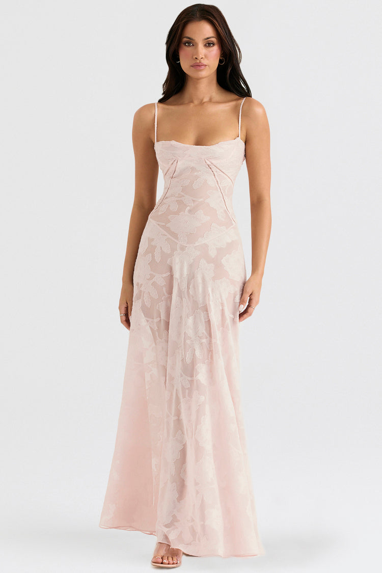 Blush of Elegance Charming Lace Maxi Dress