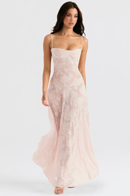 Blush of Elegance Charming Lace Maxi Dress