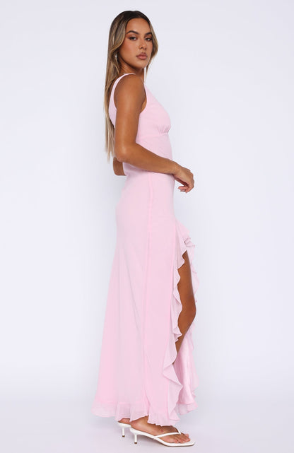 Bianca Slit Stylish Maxi Ruffled Dress