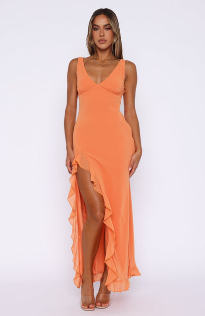 Bianca Slit Stylish Maxi Ruffled Dress