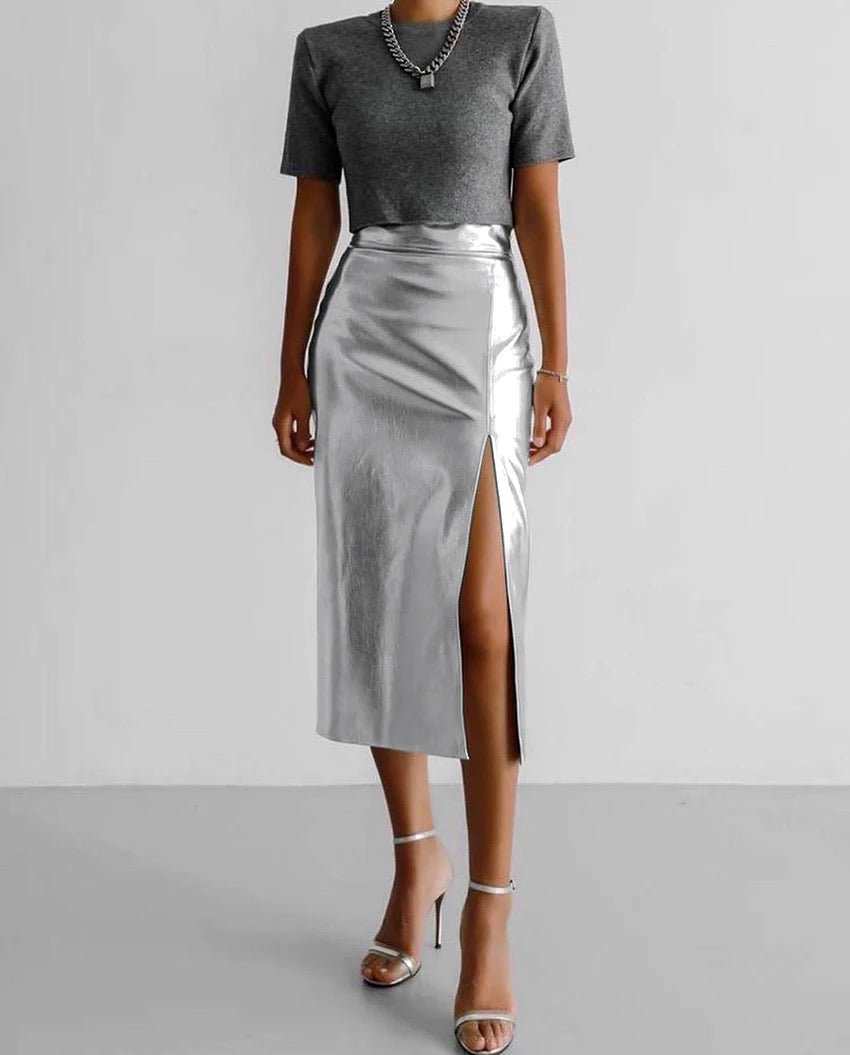 SANARA Elegant LEATHER SKIRT