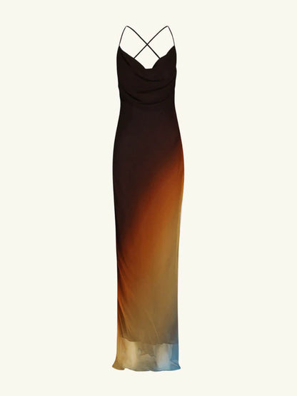 Backless Twill Stylish Maxi Dress