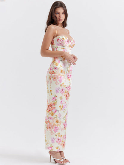 Whitney Spaghetti Strap Print Maxi Dress