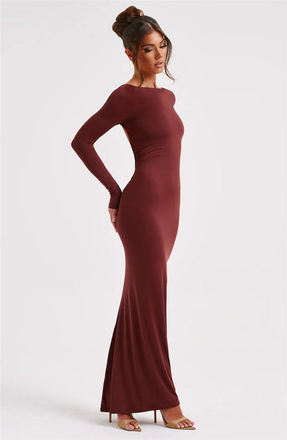 Beth Backless Ruched Bodycon Maxi Dress