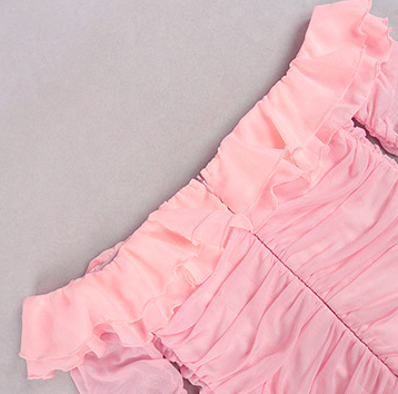 Strapless Ruched Mini Dress in Pink