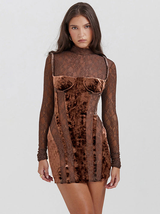 Norma Hollow Out Sheer Lace Sexy Mini Dress