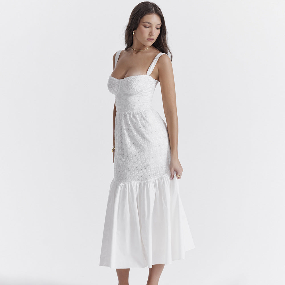 Allison White Spaghetti Strap Midi Dress