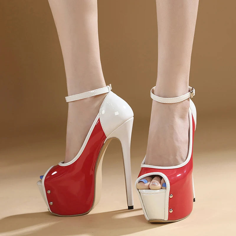 Sexy Peep-Toe Party Club Strip Pole-Dance Ultra-High Heels Platform Stiletto Wedding Banquet High Heel