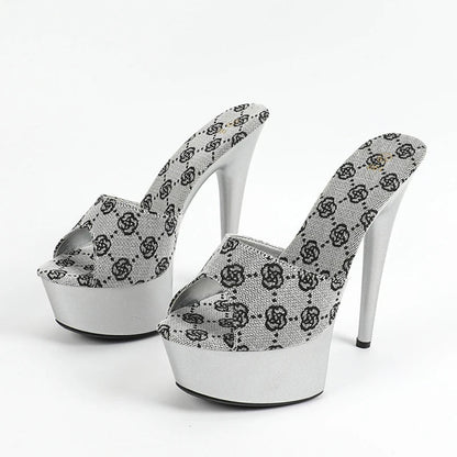 Street-Style Sexy Platform Peep-Toe Super-High Party Prom Slippers Slender High Heel