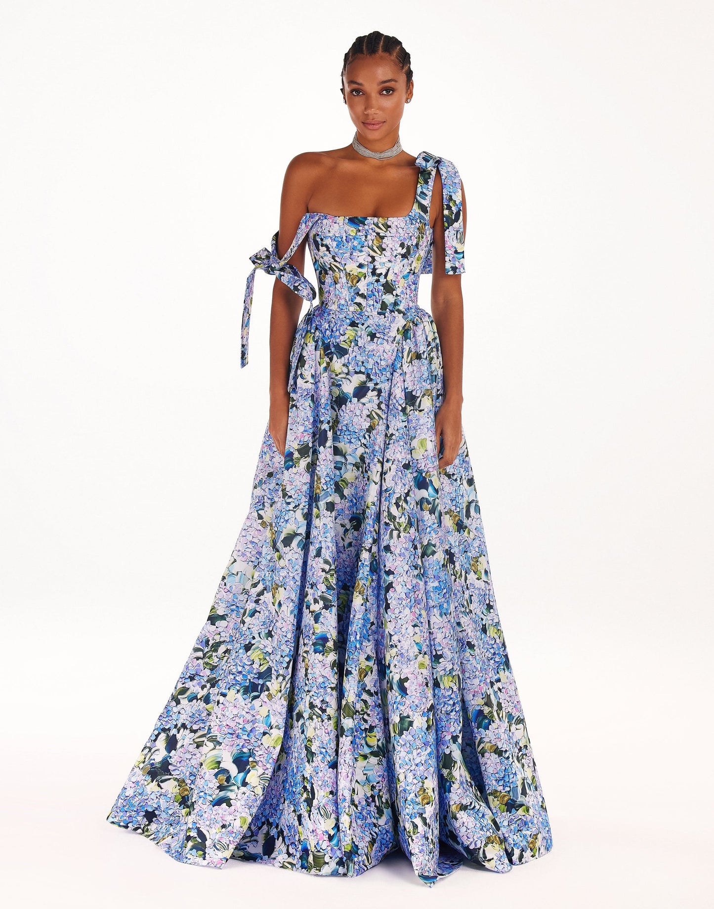 Blue Hydrangea Stylish Strapped Maxi Dress