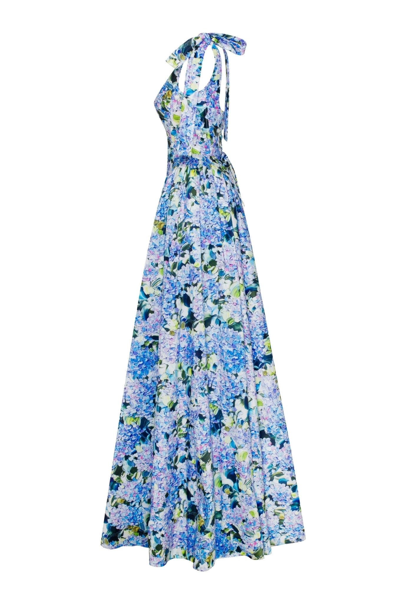 Blue Hydrangea Stylish Strapped Maxi Dress