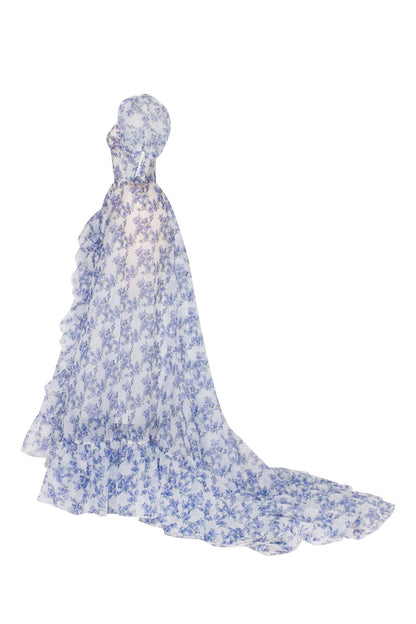 Blue Hydrangea Stylish Maxi Princess Dress