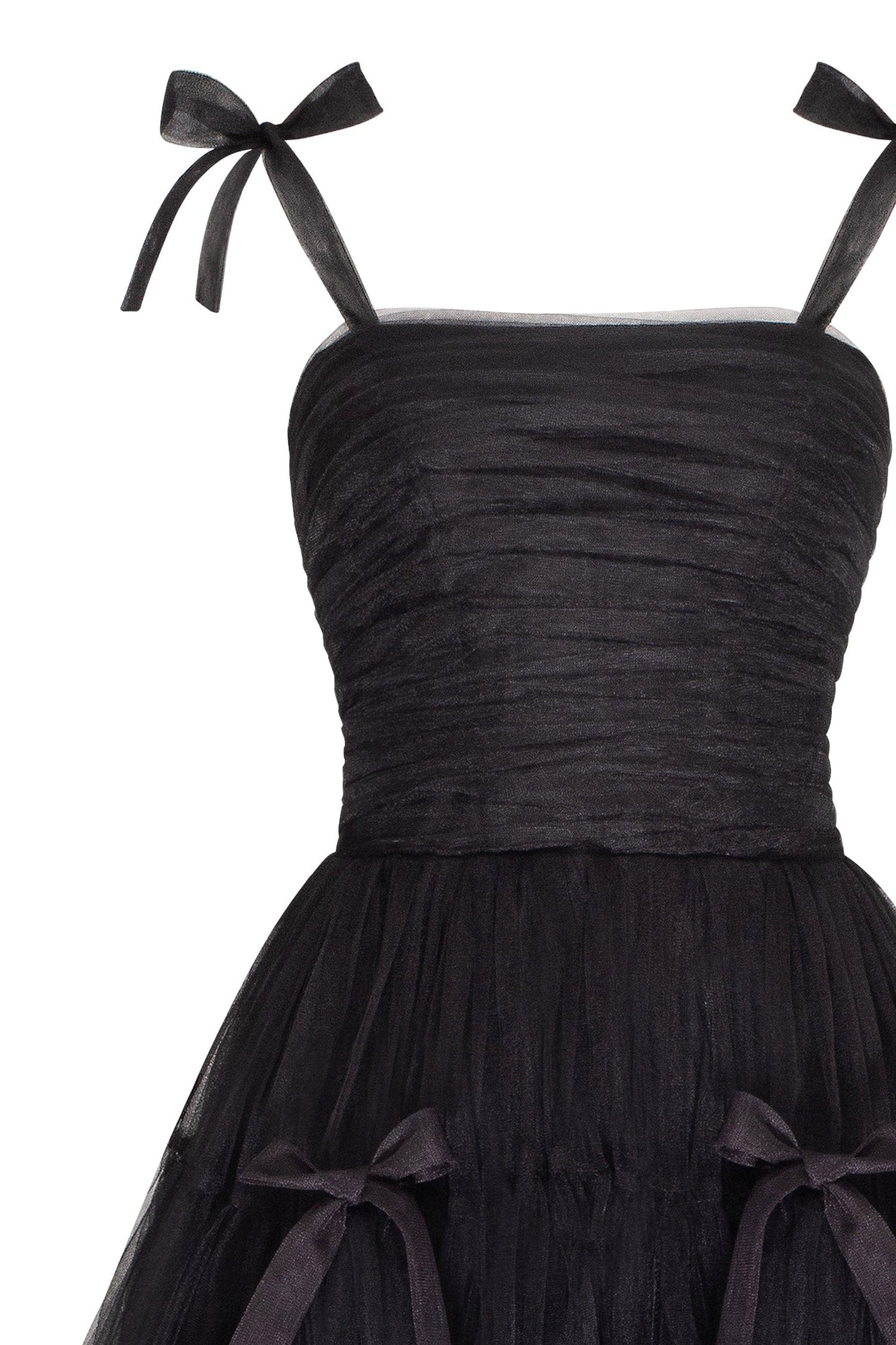 Adorable midi tie-strap Charming black tulle dress