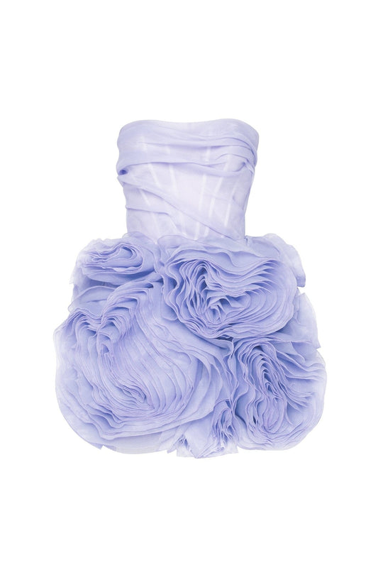 Appliqud Organza Stylish Lavender Mini Dress