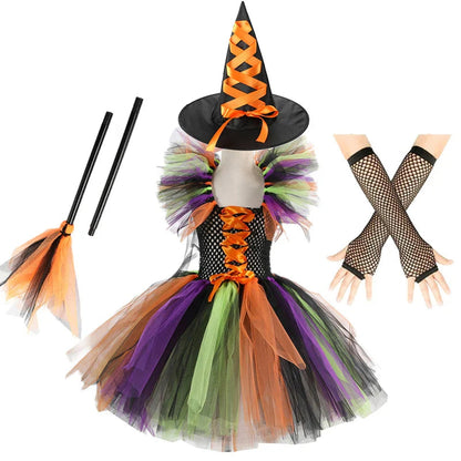 Witch Tutu Knee Dress Carnival Kid Costumes