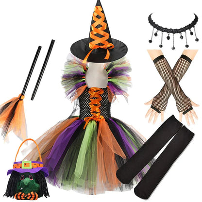 Witch Tutu Knee Dress Carnival Kid Costumes