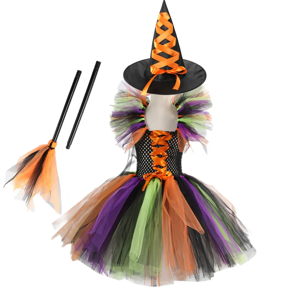 Witch Tutu Knee Dress Carnival Kid Costumes