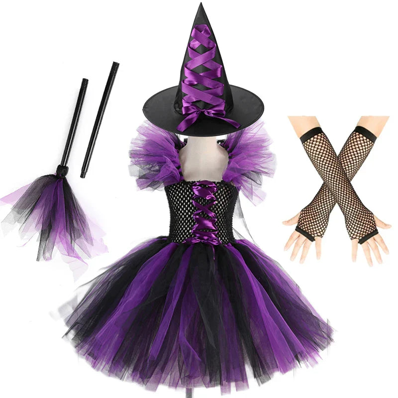 Witch Tutu Knee Dress Carnival Kid Costumes