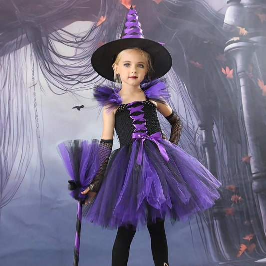 Witch Tutu Knee Dress Carnival Kid Costumes