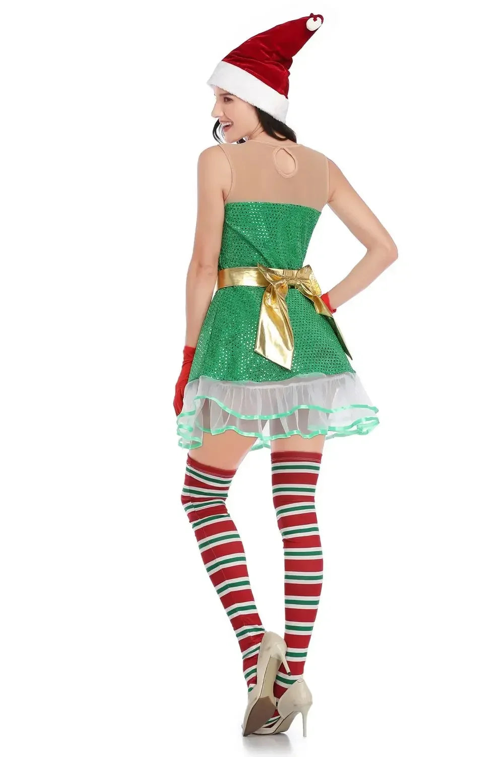 Sexy Green Elf Party Cosplay Fancy Santa Helper Christmas Costume