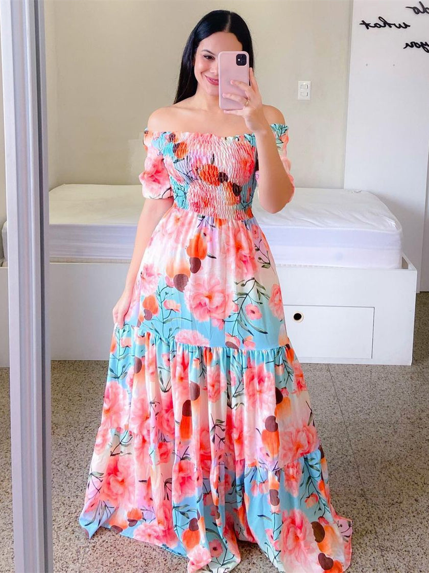 Rose Flower Maxi Beach Dress