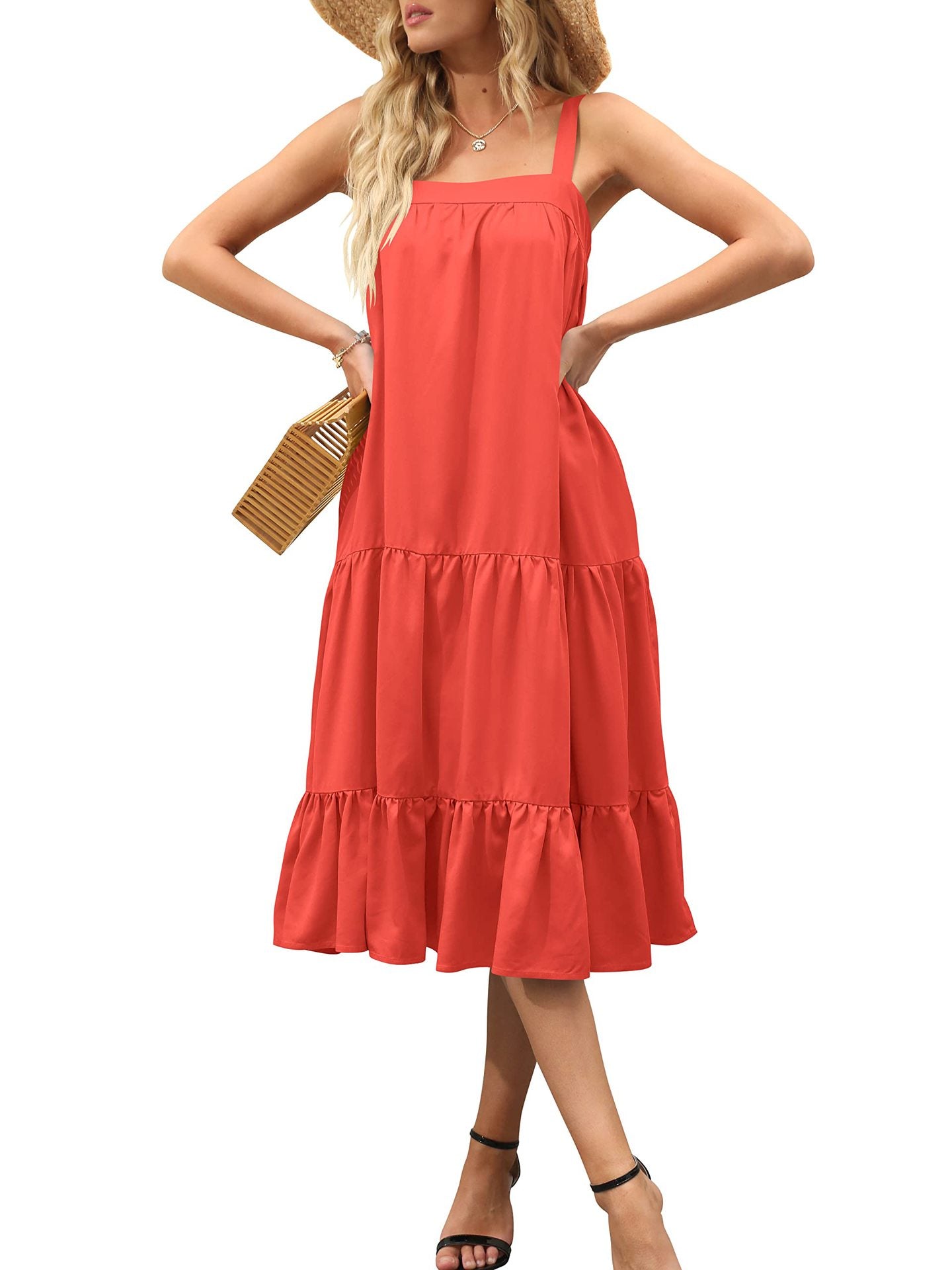 Tiered Maxi Tent Dress in Red