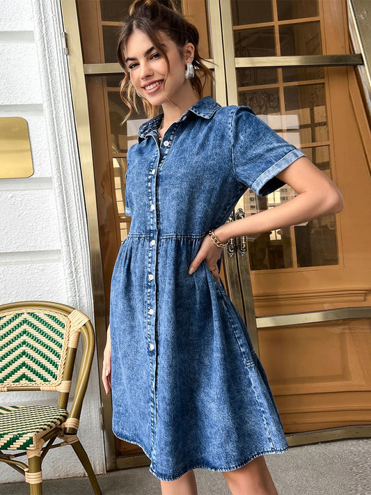 Timeless Allure Denim Shirt Dress