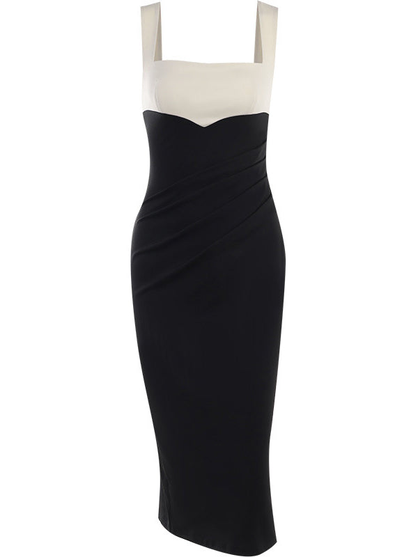 Twist Split Thigh Dress with Two Tone Design