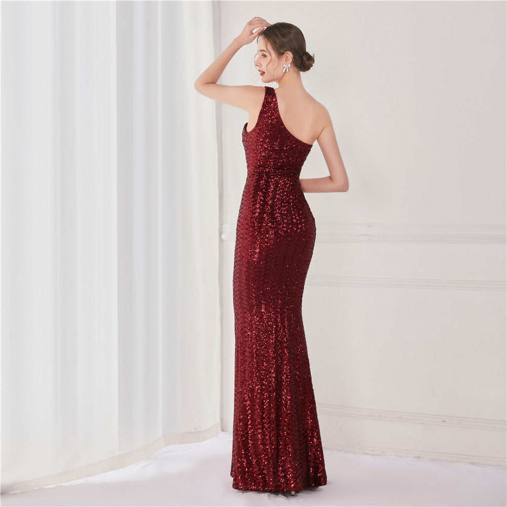 Victoria Formal One-Shoulder Charming Sequined Fishtail Dress