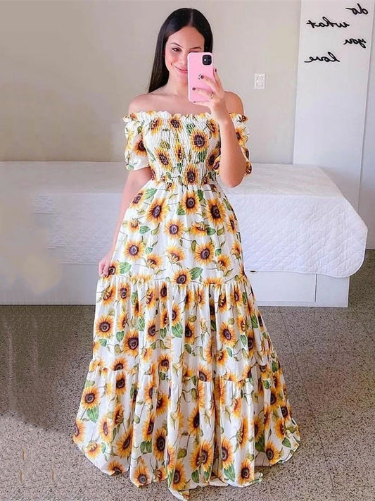 Sunflower Maxi Beach Dress