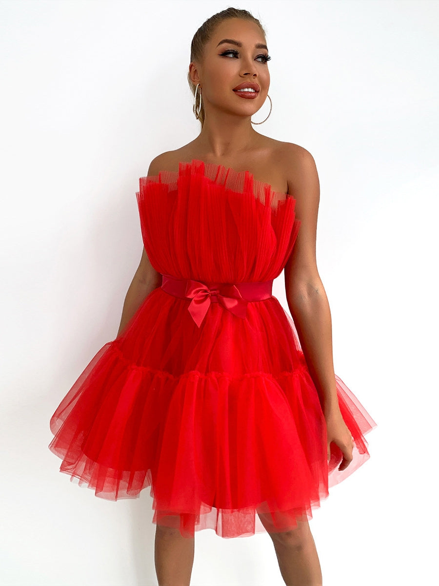 Sweet Women's Mini Party Dress - Hot Pink