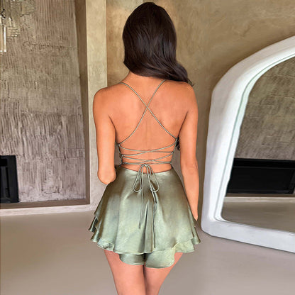 Stunning In Stylish Satin Skater Dress