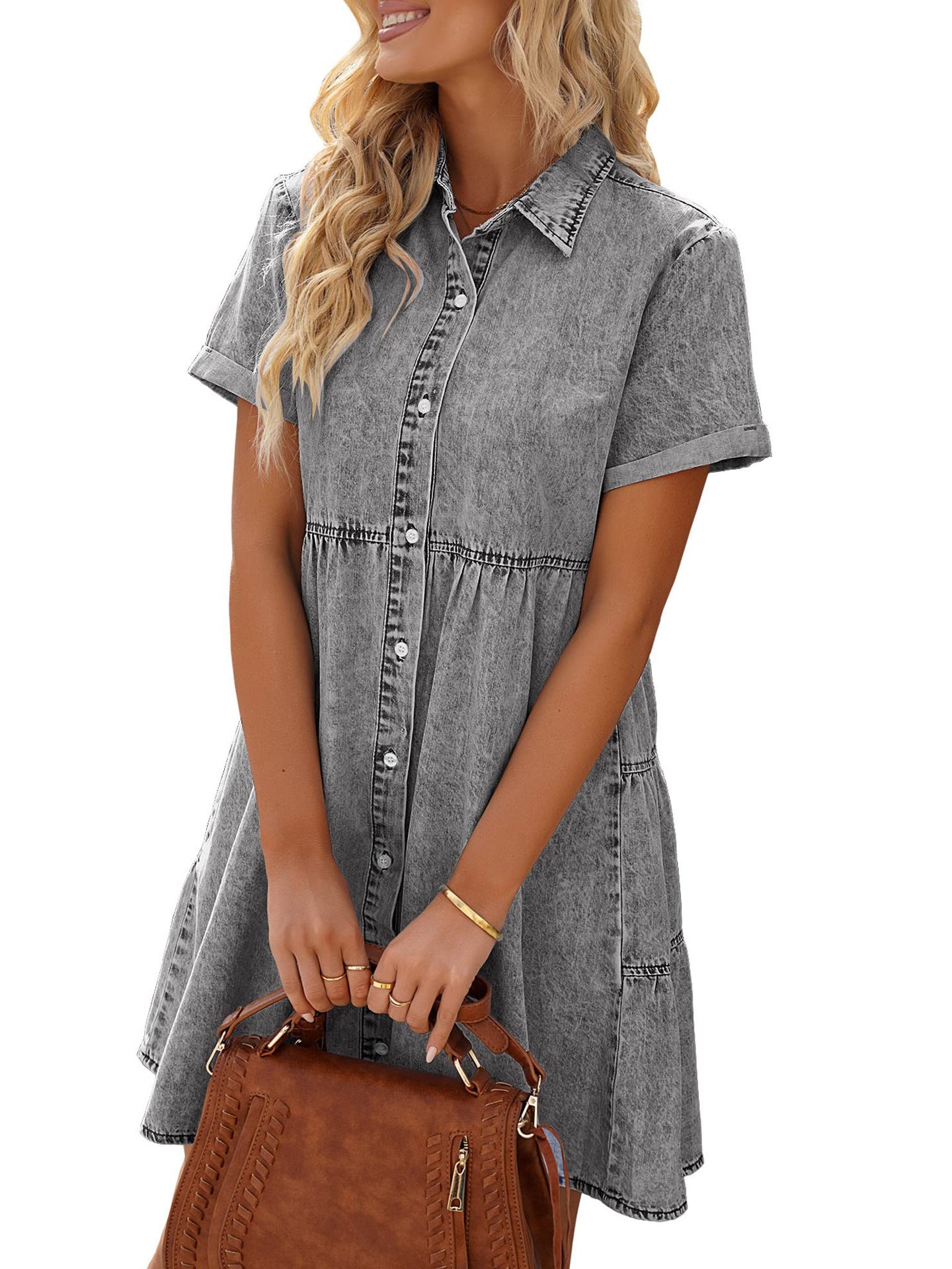 Timeless Allure Denim Shirt Dress