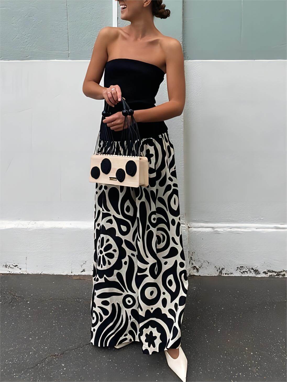 Strapless Floral Stylish Print Midi Dress