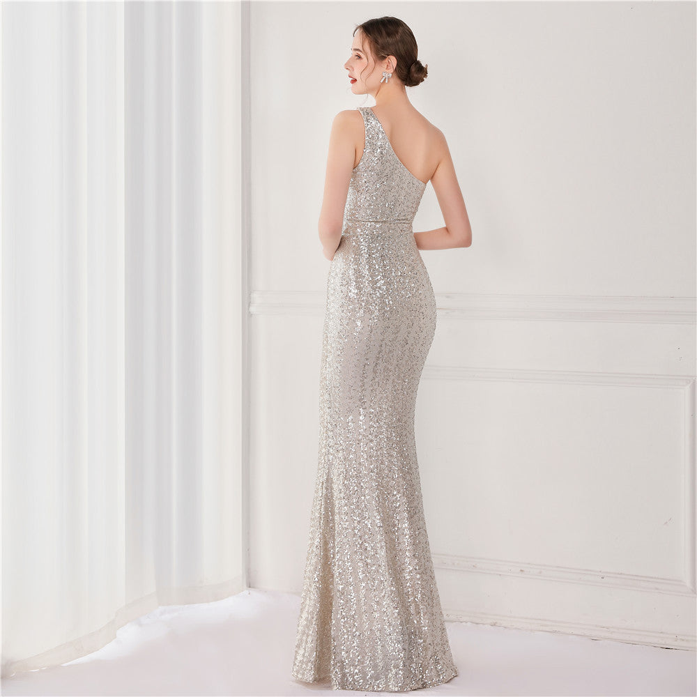 Victoria Formal One-Shoulder Charming Sequined Fishtail Dress